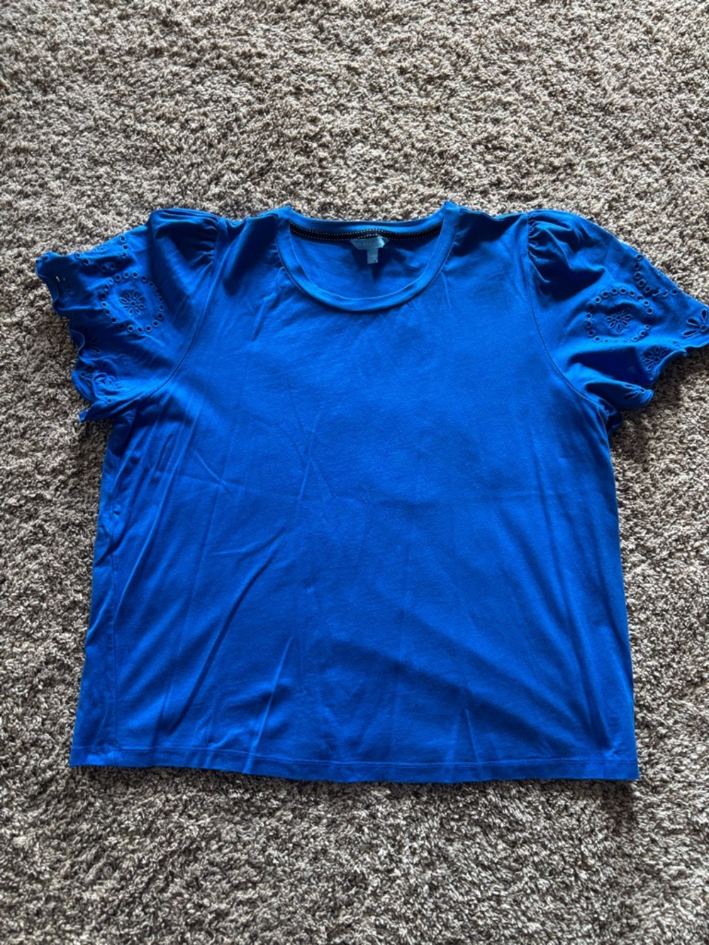 Draper James Royal Blue Eyelet Sleeve Short Sleeve Tee